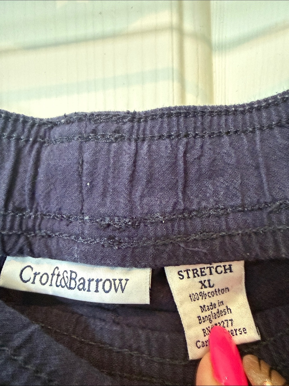 Women’s Croft and Barrow Linen Navy Drawstring Casual Capris - Picture 2 of 5